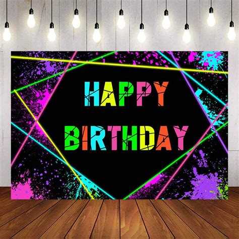 Mocsicka Neon Splash Paint Happy Birthday Party Backdrops Mocsicka Party