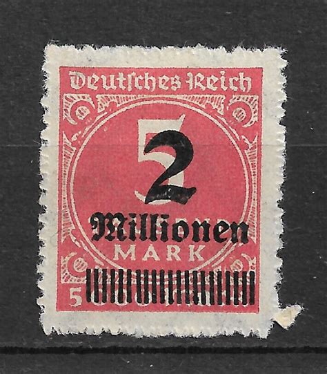 Rare Weimar Republic German Empire 1923 Overprinted Stamp 2mill On 5