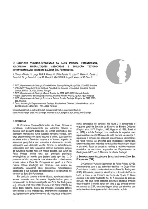 PDF O COMPLEXO VULCANO SEDIMENTAR DA FAIXA PIRITOSA ESTRATIGRAFIA