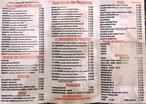 Menu Da Pizzeria Da Peppone Nettuno