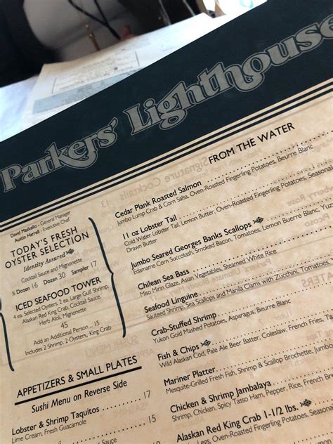 Menu At Parkers Lighthouse Pub And Bar Long Beach