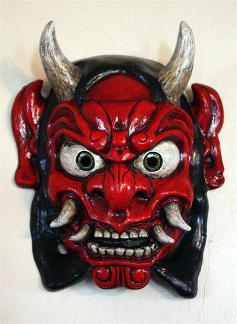 Maske Oni japanischen Ogre Dämon rot Unisex Erwachsene Etsy Oni