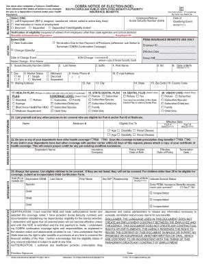 Fillable Online Eip Sc COBRA Notice Of Election South Carolina Public