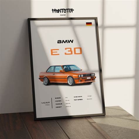 Bmw E Poster Vintage Car Enthusiast Wall Art Classic Automotive