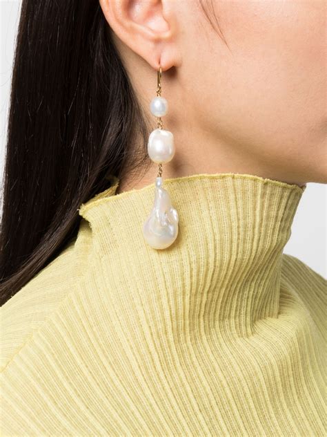 Jil Sander Pearl Drop Earrings Gold FARFETCH