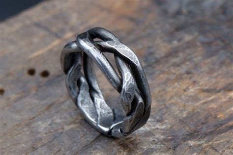 Iron Ring Hand Forged Braided Mens Or Womens Ring Pagan Ring