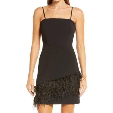 Sam Edelman Dresses Sam Edelman Black Strapless Ostrich Feather