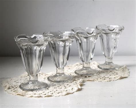 Vintage 1950s Sundae Glasses Set Of 4 Large Dessert Servers