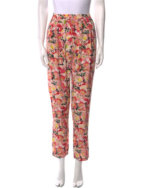 Stella Mccartney Floral Print Straight Leg Pants Pink 11 5 Rise