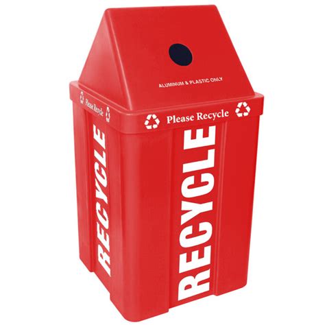 Irp 48 Gallon Red Stackable Square Recycling Bin With V Shaped Lid