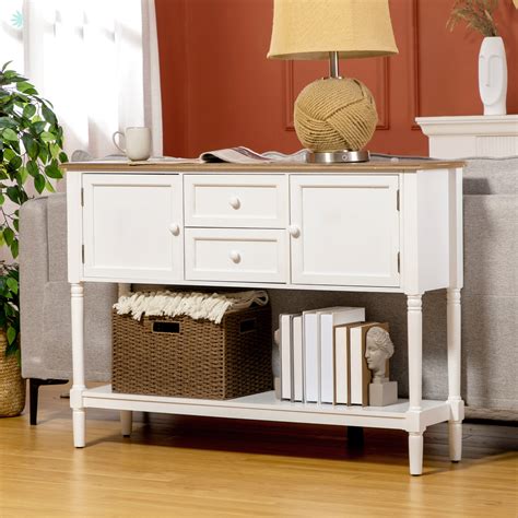 Red Barrel Studio Console Table With 2 Drawers Cabinets And Bottom