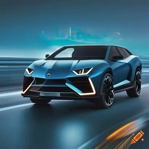 Electric Lamborghini Suv Speeding On The Road On Craiyon