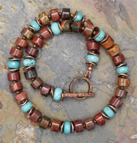 Red Creek Jasper Turquoise And Copper Necklace Copper Necklace Lovely