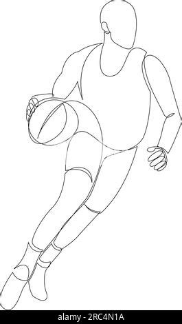 Continuous Line Drawing Of Basketball Player Vector Stock Vector Image