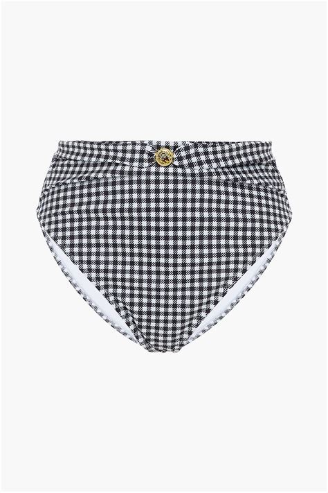 CAROLINE CONSTAS Patia hoch sitzendes Bikini Höschen mit Gingham Karo THE OUTNET