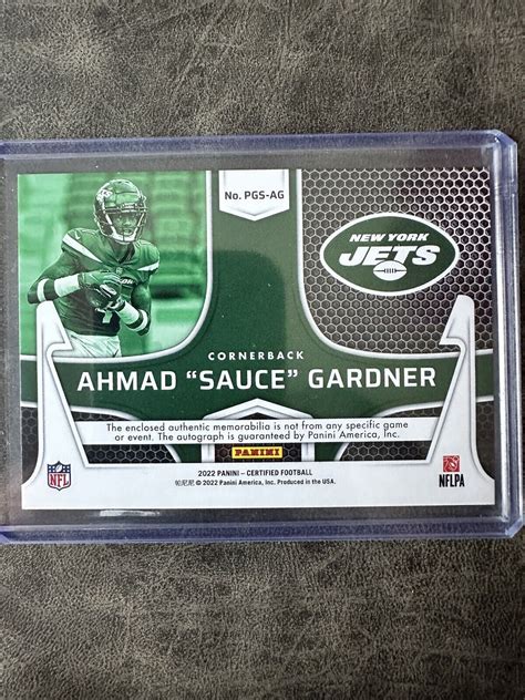 2022 Panini Certified Sauce Gardner Piece Of The Game Auto PGS AG