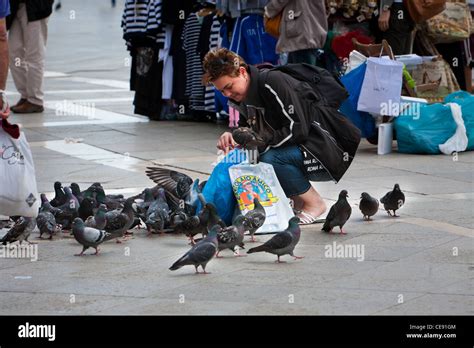 Feeding Pigeon's, St Mark's Square, Venice, Italy Stock Photo - Alamy