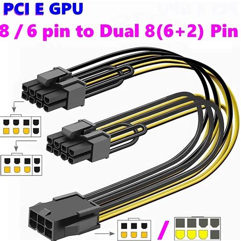 Gpu Pci E 6 Pin 8 Pin Female To Dual Pci-e Pci Express 8 Pin ( 6+2) Pin ...