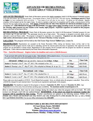 Fillable Online Volleyball Information Form Fax Email Print Pdffiller