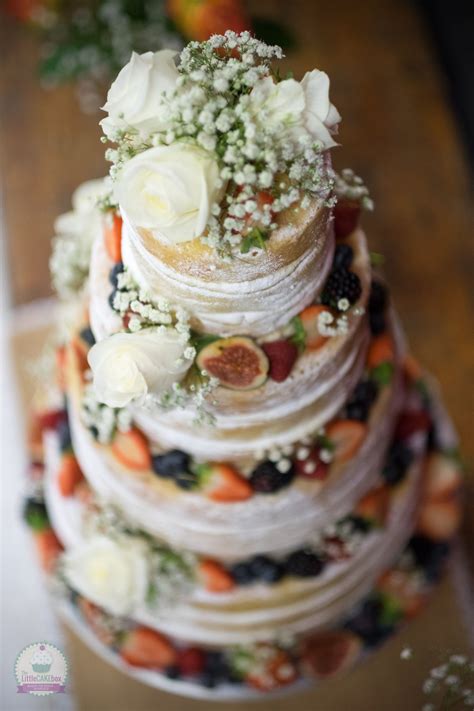 Naked Wedding Cake With Fresh Flowers And Fruit Fresh Flower Cake Wedding Cakes Naked