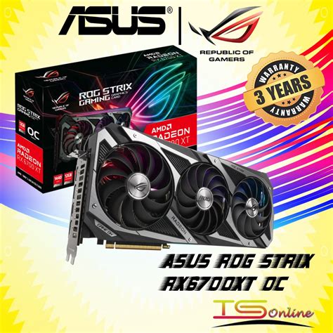 Asus Rog Strix Radeon Rx 6700 Xt Oc Edition Gaming Graphics Card Rog