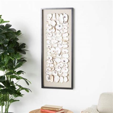 Litton Lane Shell Cream Handmade Abstract Sculpture With Wooden Frame