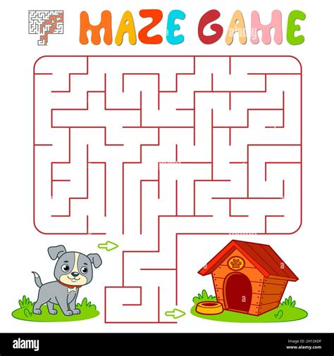 Maze Puzzle Game For Children Maze Or Labyrinth Game With Dog