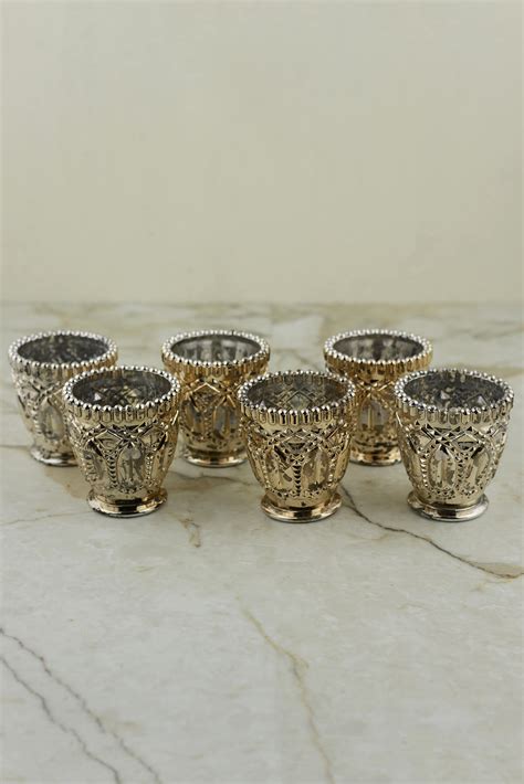 6 Mercury Glass Votive Candle Holders