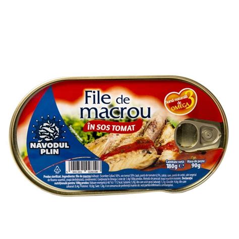 Navodul Plin File De Macrou In Sos Tomat 180g Alimente