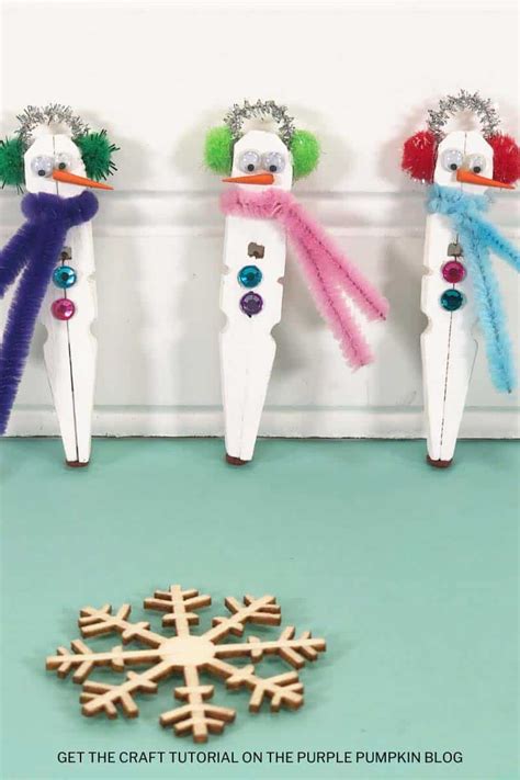 Clothespin Snowman Craft Idea For Winter Clothes Peg Snowmen