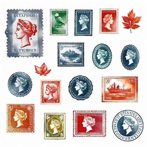 Stamps Vector Set White Background Isolated A High Quality Premium Ai
