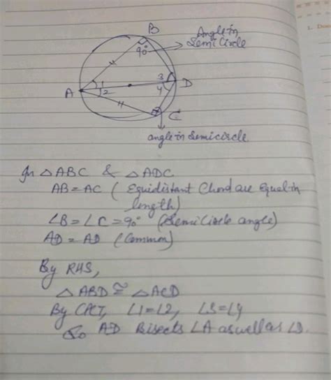 In The Adjoining Figure Ad Is Diameter Of A Circle If The Chord Ab