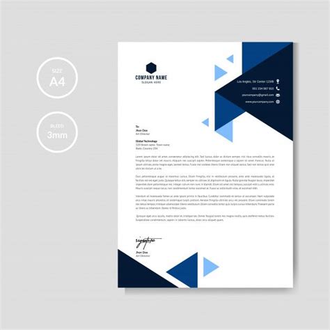 Premium Vector Professional Blue Letterhead Graphic Template Letterhead Design Letterhead