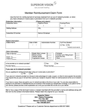 Superior Vision Out Of Network Claim Form Fill Online Printable