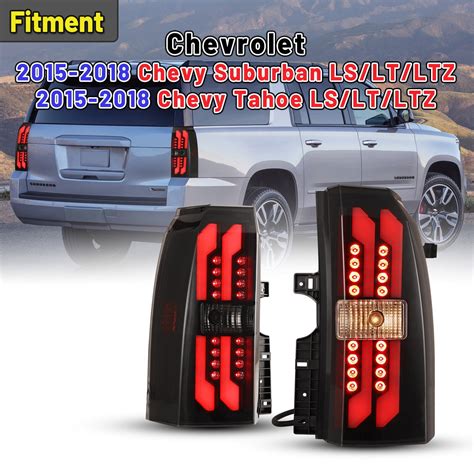 Winjet LED Taillights Pair For 2015 2018 Chevy Suburban Tahoe Rear