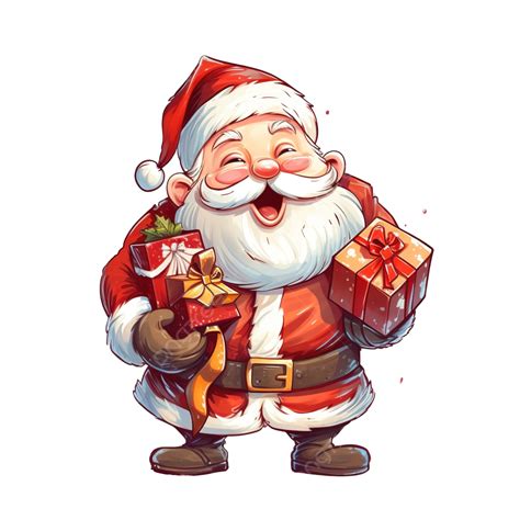 Happy Santa Claus With T Box Vector Cartoon Christmas Character