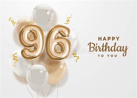 Happy 96th Birthday Colorful Vector Illustration Greeting Card Stock