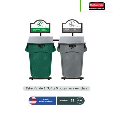 Estaci N De Reciclaje A Divisiones Rubbermaid Brute Gal Regiobin