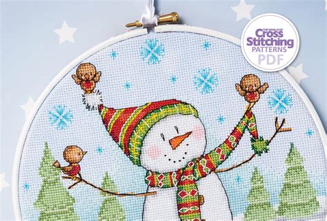 Snowman Cross Stitch Pattern PDF Chart Instant Download Round - Etsy