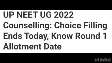 Up Neet Ug 2022 Counselling Choice Filling Ends Seat Allotment Result