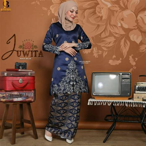 Baju Raya Viral Kurung Kebarung Satin Printed Songket Kurung