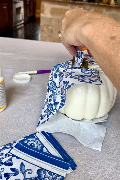 How To Make A Gorgeous Decoupage Pumpkin With Napkins My Simpatico Life