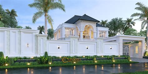 Desain Tampak Depan Dengan Pagar Rumah Classic Lantai Bapak Htn Di