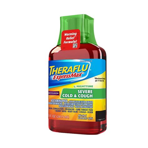 Theraflu Expressmax Nighttime Severe Cold And Cough Liquid Berry 8 3 Fl Oz Shipt