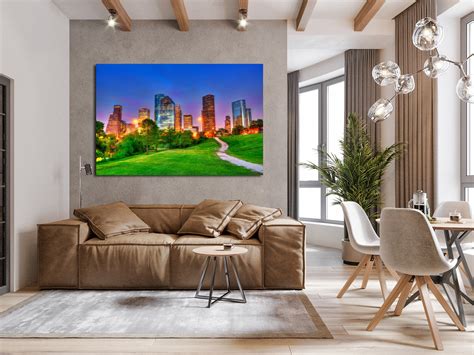 Houston Cityscape Druck Wandbild Houston Stilvolles Dekor F R Zuhause