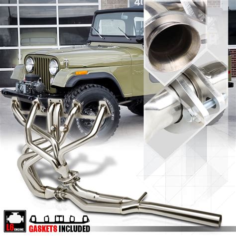 Ss Full Length Exhaust Header Manifold Y Pipe For 81 86 Jeep Cj7 Cj5 4