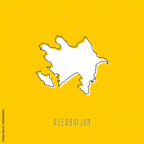 White Azerbaijan Country Map With Black Outline On Yellow Background