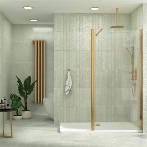 8mm Marbella Wet Room Walk In Shower Screen Flipper Panel Brushed