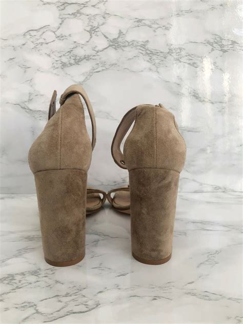 Authentic Gianvito Rossi Hayes Nude Suede Block Ankle Gem