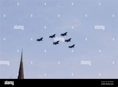 London, UK. 17th June 2023. RAF planes pass over central London during the Trooping the Colour ...